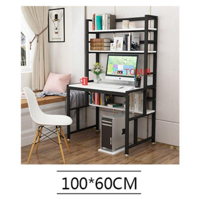 Multifunctional Study Table Laptop Table Home Office Desk with Bookshelf Storage Rack Display Shelf