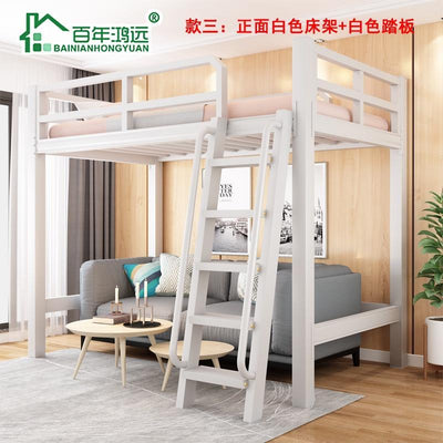 HOPMY Iron Bed Loft Bed Apartment Combination Bed Iron Single Apartment Small-family Loft Pavilion