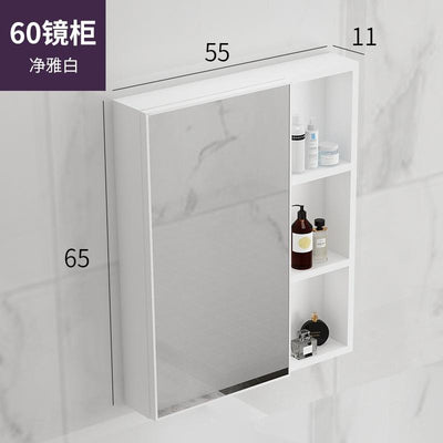 K.T Bathroom Mirror Cabinet Wall Mounted Aluminum Alloy Toilet Storage Box with Towel Rack Shelf