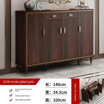 Chinese Style Shoe Solid Wood Frame Household Door Large Capacity Light Luxury Porch Locker Balcony