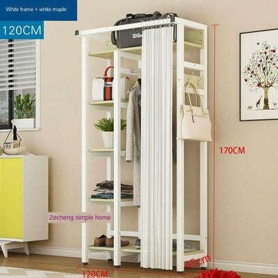 Clothes Rack Shoe Curtain With Family Clothes Rack Plus Wide Wardrobe Bedroom Multi-functional