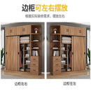 Sliding Door Wardrobe Simple Modern Bedroom Household Storage Children's Solid Wood Panel Locker