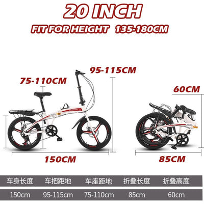 Phoenix Foldable Bicycle Shimano 7 Speed Variable Speed Folding Bike 20 Inch Folding Bicycle Ultra