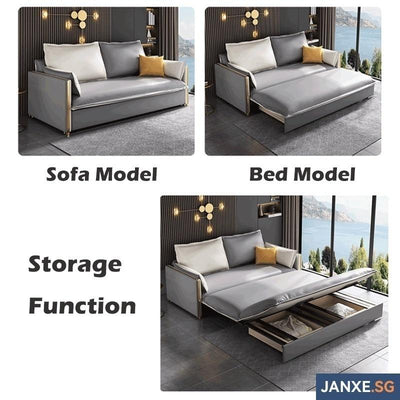 Sofa Bed Solid Wood Nordic Technology Fabric Waterproof Sofa Bed Living Room Storage Lazy Folding