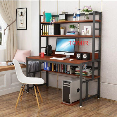 Multifunctional Study Table Laptop Table Home Office Desk with Bookshelf Storage Rack Display Shelf