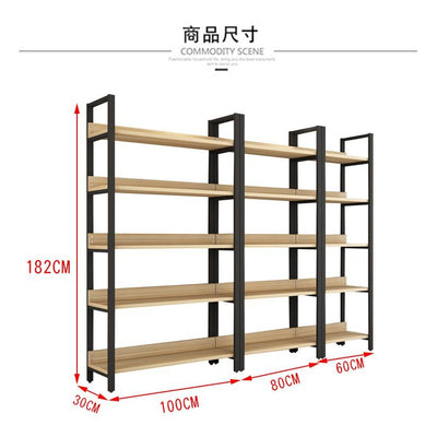 Steel And Wood Bookshelf Iron Shelf Floor Multi-storey Living Room Storage Shelf Display Shelf