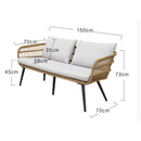 DF Outdoor 3 Seater Sofa Rattan Waterproof Set Balcony Courtyard Anticorrosive Furniture Rattan Sofa