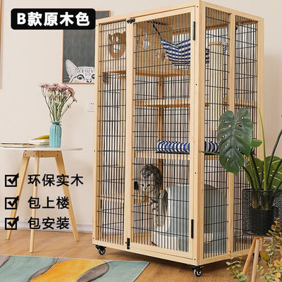 Cat Villa Qiyou Villa Solid Wood Oversized Three-layer Four-layer Cabinet House Wooden Pet Breeding