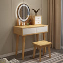 Orange Nordic Solid Wood Dressing Table with Light and Mirror Integrated Modern Simple Small Bedroom