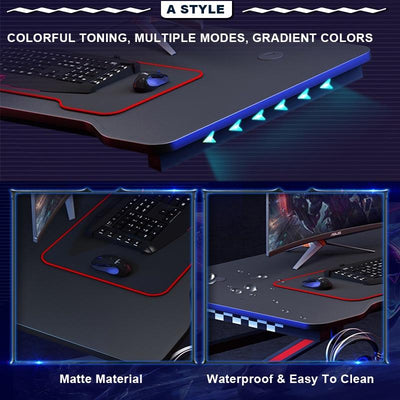 【2022 NEW】E-sports Gaming Table Computer Table With RGB Lighting Home Ergonomic Study Table Study