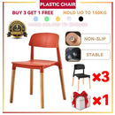 【BUY 3 GET 1 FREE】Nordic Plastic Chair | PP Material Dining Chair | Plastic Stool | Backrest