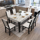 【YUEHUA】marble dining table small apartment modern minimalist household solid wood rectangular