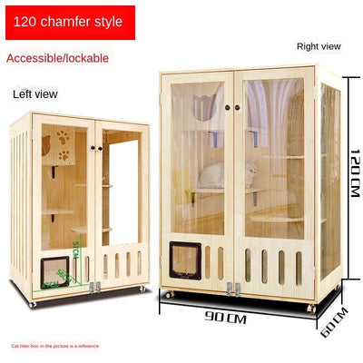 Byto Cat Cage Solid Cat With Cage Wood Villa Apartment Climbing Rack House Dispaly Cabinet Four