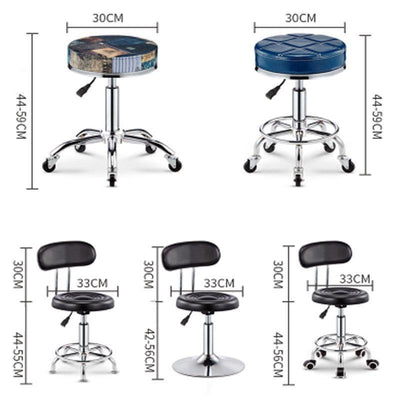 Leather Bar Stool Swivel Chair High Back Lifting Bar Chair Beauty Barber Shop Chair Round Stool With