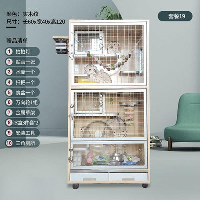 Byto Chinchilla Cage Solid Wood Hamster Cage With Air Conditioning Hamster Villa Cage Large Space