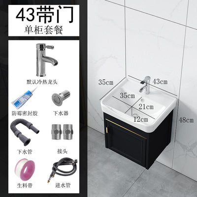 Family Small Toilet Basin Cabinet Combination Wall Mounted Ceramic Washstand Mini Balcony Simple