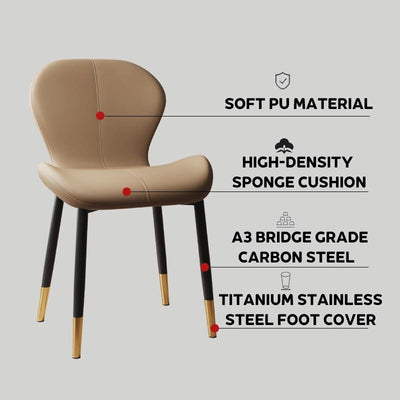 Dining Chair Waterproof Pu/Leather Dining Chair Living Room Leisure Chair Modern Backrest Chair