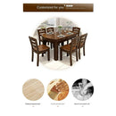 All Solid Wood and Chair Combination Round Telescopic Folding Modern Simple Dining Table Household