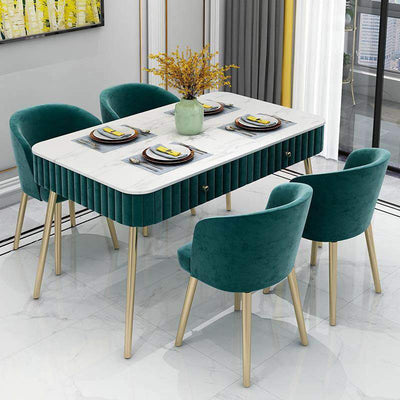 【YUEHUA】Dining table long table with drawers modern luxury table marble table flannel table chair