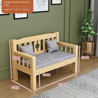 Sofa Solid Wood Small Apartment Wooden Simple Three-person Chair Double Bench Living Room