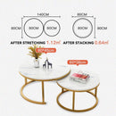 2 In 1 Nordic Coffee Table Modern Light Luxury Round Side Table Set Living Room Sofa Tea Table