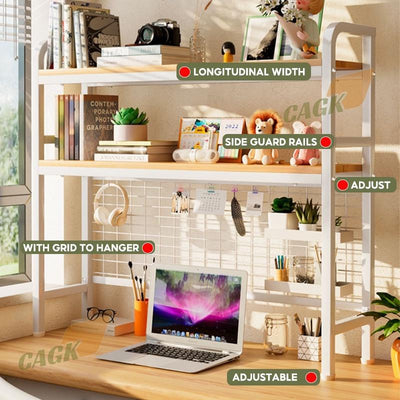 Desktop Shelf Desk Pegboard Wall Shelf Desktop With Grid Multi-layer Shelves Home Students Computer