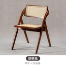 Dining Chair Solid Wood Nordic Rattan Armchair Solid Wood Vintage Style Backrest Furniture Rattan