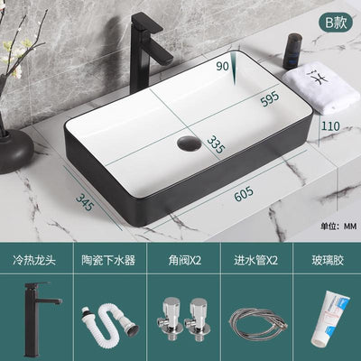 Nordic Bathroom Basin Toilet Round Square Washbasin Balcony Ceramic Sink