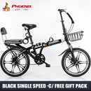 Phoenix Foldable Bicycle 7-speed Variable Speed Folding Bike High Carbon Steel Double Disc Brake