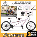 Tandem Bicycle Shimano 21/24-speed 26-inch Aluminum Alloy Frame Leisure Travel Bicycle Disc Brake