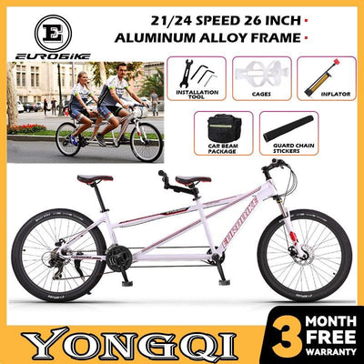 Tandem Bicycle Shimano 21/24-speed 26-inch Aluminum Alloy Frame Leisure Travel Bicycle Disc Brake