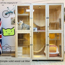 Large Villa Breeding Cage Two-layer Display Cabinet Solid Wood Nest Luxury Bed Cat House