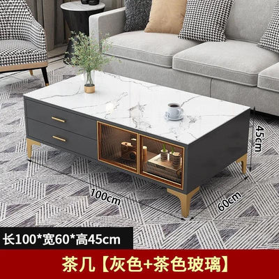 SENBIJU TV Cabinet Nordic Coffee Table Combination Gloss Tempered Glass Living Room Tv Console