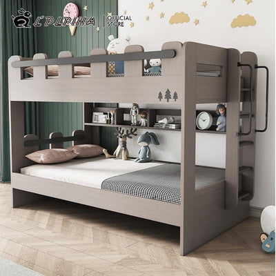 LAL Modern Double Decker Bed Frame Bunk Bed For Kids Adults Queen Bunk Bed With Drawer Mattress Set