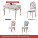 European-style Marble Dining Tables and Chairs Set Small Huxing Solid Wood Retractable Folding Round