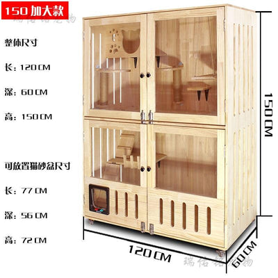 Cat Villa Cat House Pet Villa Four Seasons Universal Solid Wood Nest Closed Luxury Apartment