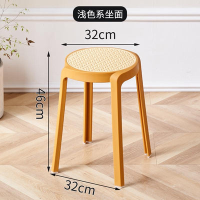 【Buy 3 Get 1 Free】Stackable Plastic Stool Minimalist Rattan Stool Living Room Thickened Round Stool