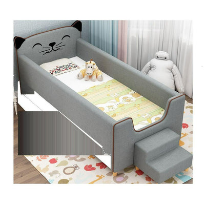 IN STOCK Solid Wood Children's with Guardrail Widened Adult Small Big Bed Crib Yanbian Stitching