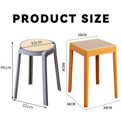 【Buy 3 Get 1 Free】Stackable Plastic Stool Minimalist Rattan Stool Living Room Thickened Round Stool