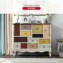 American Style Solid Wood Chest, Garden Painting Living Room Drawer Storage Side Cabinet, Porch