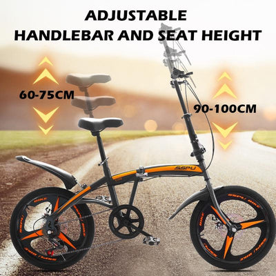 SSPU X4 Foldable bicycle Folding Bike 20 Inch 7 Speed Dolphin Frame Double Disc Brake Adult Outdoor