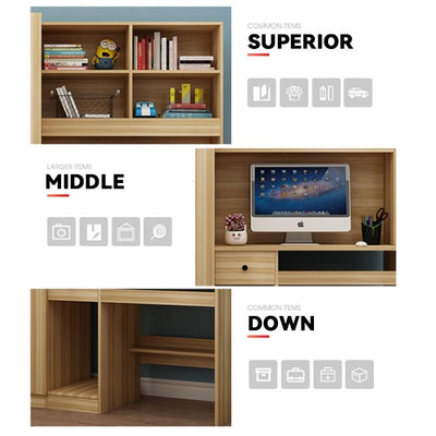 Wardrobe Integrated With Computer Desk Small Apartment Combination Cabinet Table Home Wardrobe-042