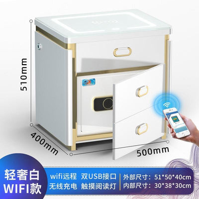 YICHANG Smart Bedside Table With Safe Box Bedside Cabinet With Safe Box Fingerprint Light / USB