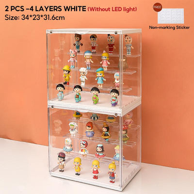 LED Light Acrylic Display Box Popmart Blind Box Display Box Figurine Display Case Magnetic Closure