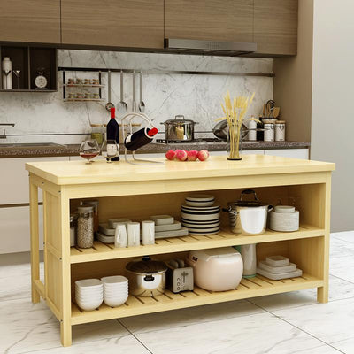 YOOKE Kitchen Cutting Table Can Be Customized Pine Wood Center Island Table Cooking Kitchenware