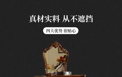 【Ready Stock】American Country Dressing Table Solid Wood Dressing Table with Mirror Bedroom Light