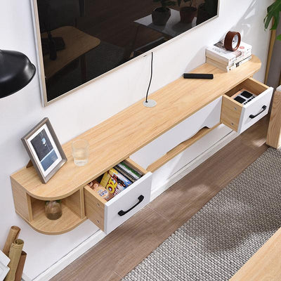 Cabinet Narrow Tv Solid Wall-mounted Wood Simple Modern Hanging Wall Bedroom Small Apartment Nordic