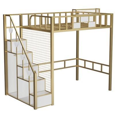 Loft Bed Home Bedroom Space Saving Iron Bed Apartment Iron Frame Bed