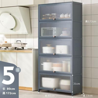 CAGK SG Stock Kitchen Cabinet Storage Multilevel Kitchen Storage Shelf Cupboard Cabinet Microwave