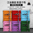 Side Table Industrial Style Container Wrought Iron Bedside Table Decorative Storage Cabinet Bedroom